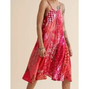 Earthbound Trading Red & Pink Patchwork Sun Dress sz L